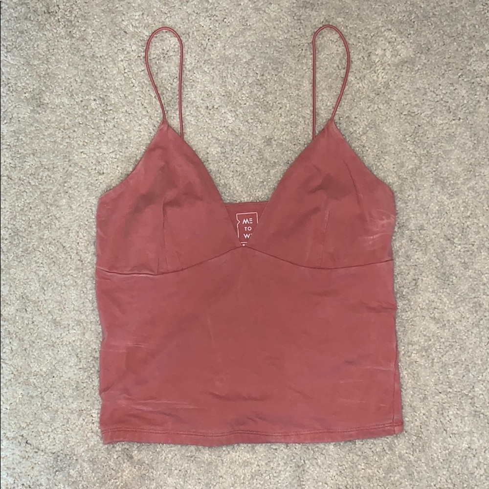 Pink V-Neck Spaghetti Strap Crop Top